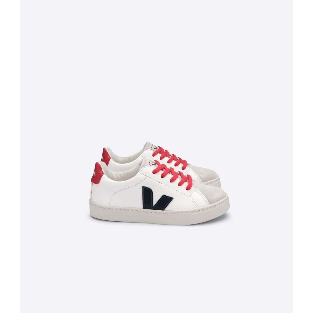 Pantofi Copii Veja ESPLAR LACES CHROMEFREE White/Black/Red | RO 732OKI